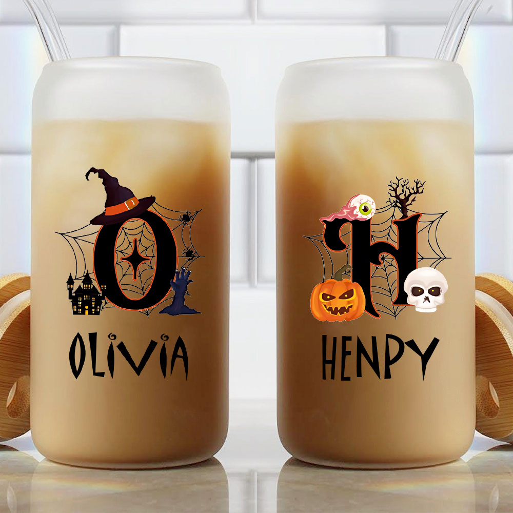 Coffee Equipment With Name - Custom Halloween Name Glass Can Cup