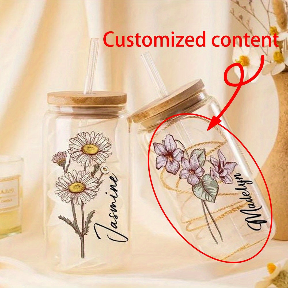 Coffee Equipment With Name - Personalized Floral Daisy Glass Tumbler, Custom