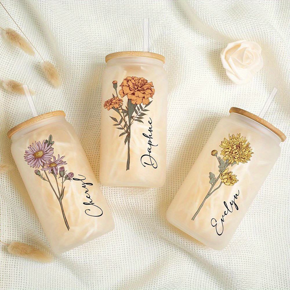 Personalized Birth Flower Glas - Coffee Equipment With Name 评论和价格