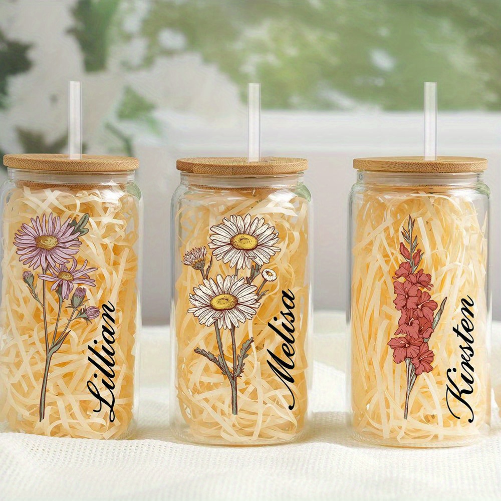 Personalized Birth Flower Glas - Coffee Equipment With Name 评论和价格