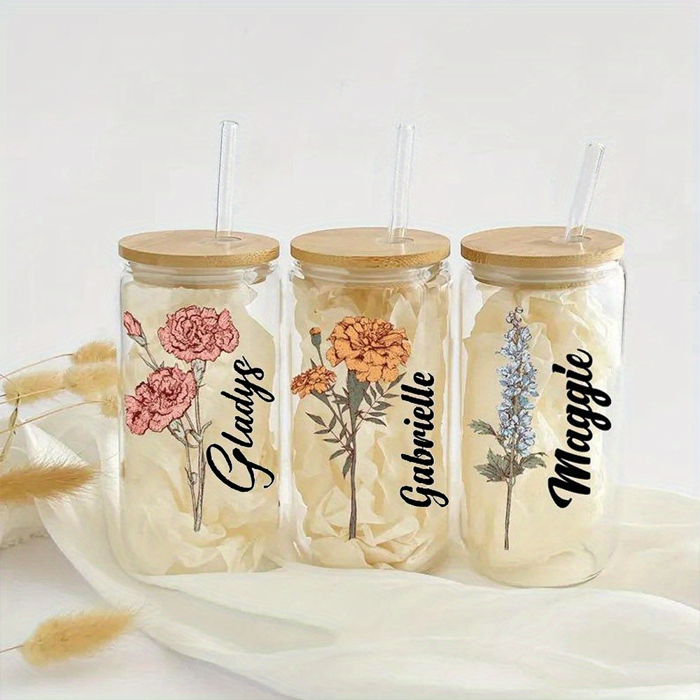 Personalized Floral Daisy Glas - Coffee Equipment With Name 评论和价格