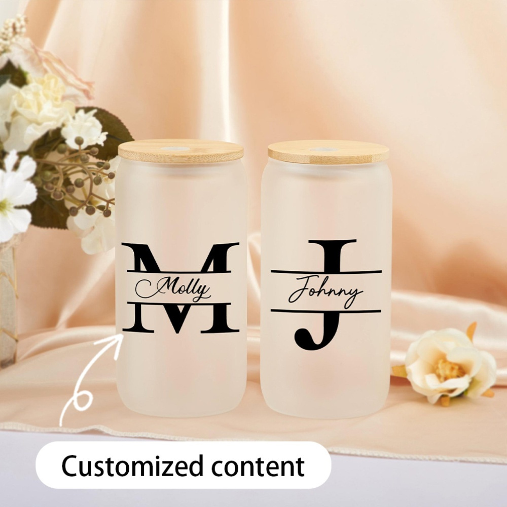 Custom Initial Name Frosted Gl - Coffee Equipment With Name 评论和价格